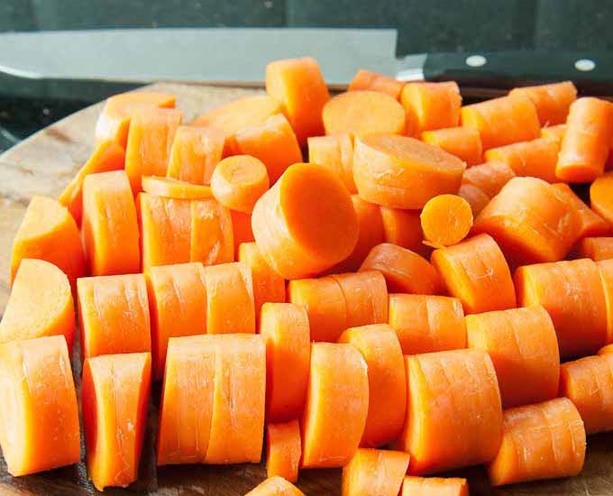 peeled and thickly sliced raw carrots