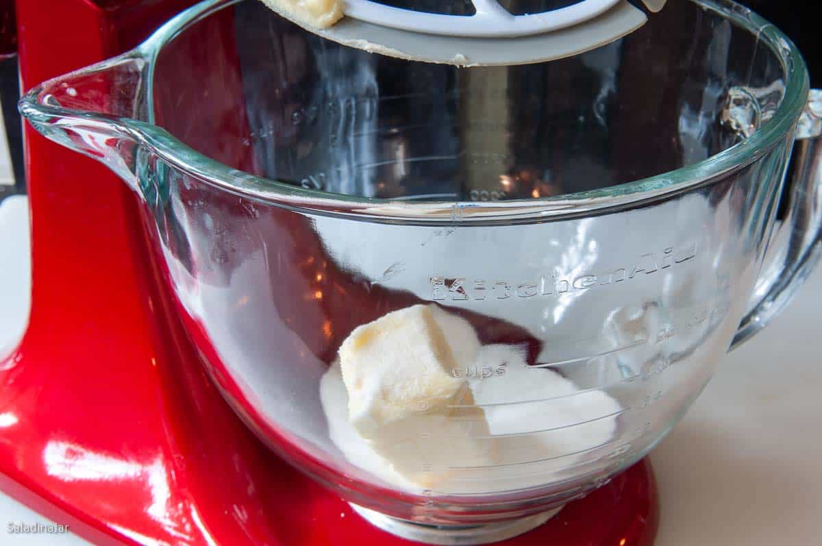 butter and sugar in a large mixing bowl of a stand mixer