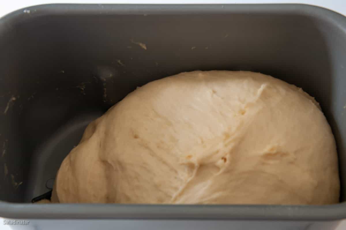At the end of the dough cycle, the dough should be double the size it was at the end of the kneading phase.