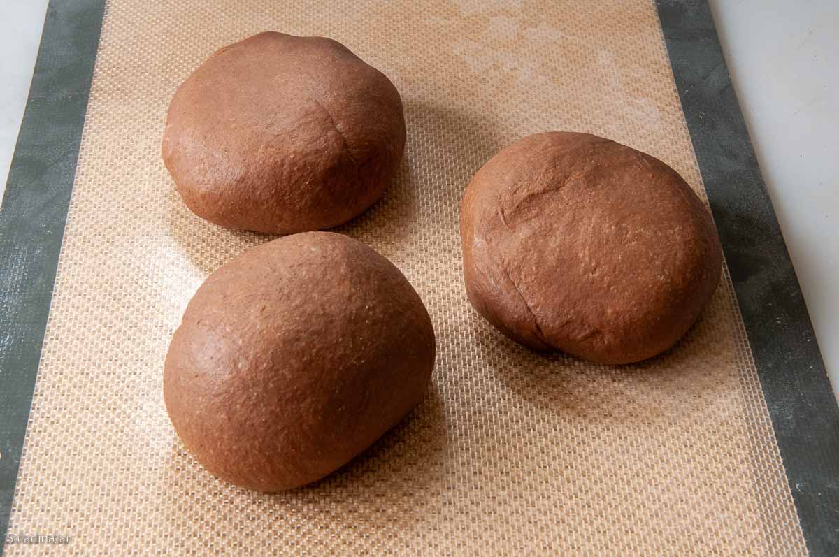Divide the dough into 3 equal balls.