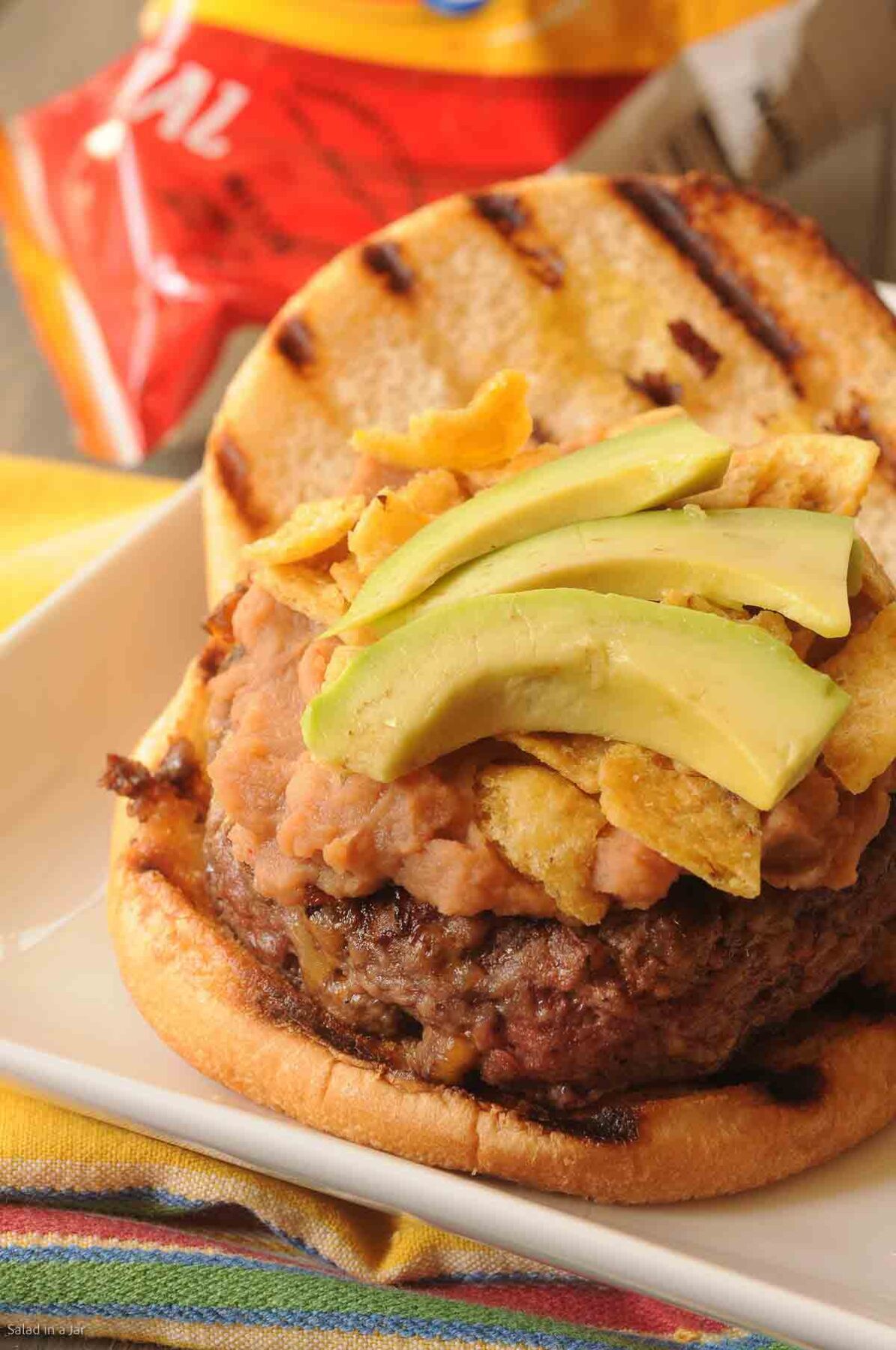 a san antonio bean burger showing the inside of the sandwich.