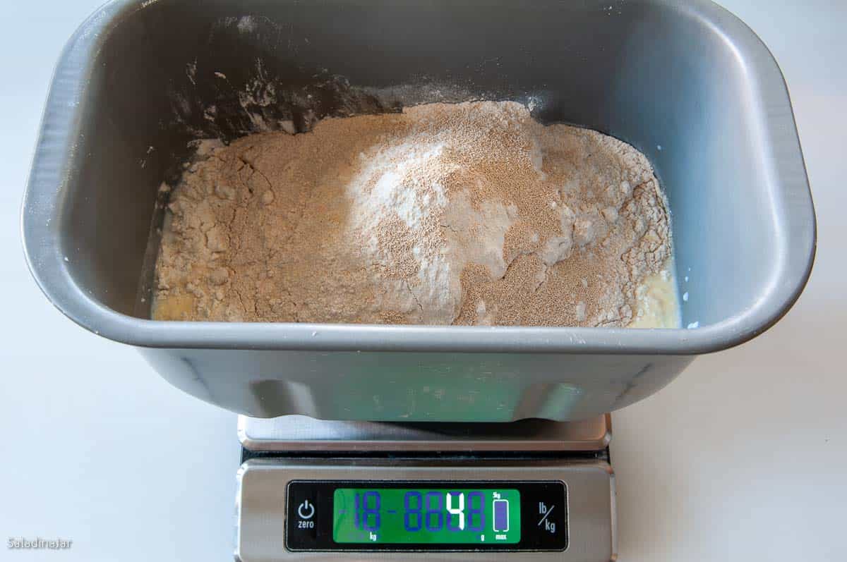 all ingredients added to the bread machine