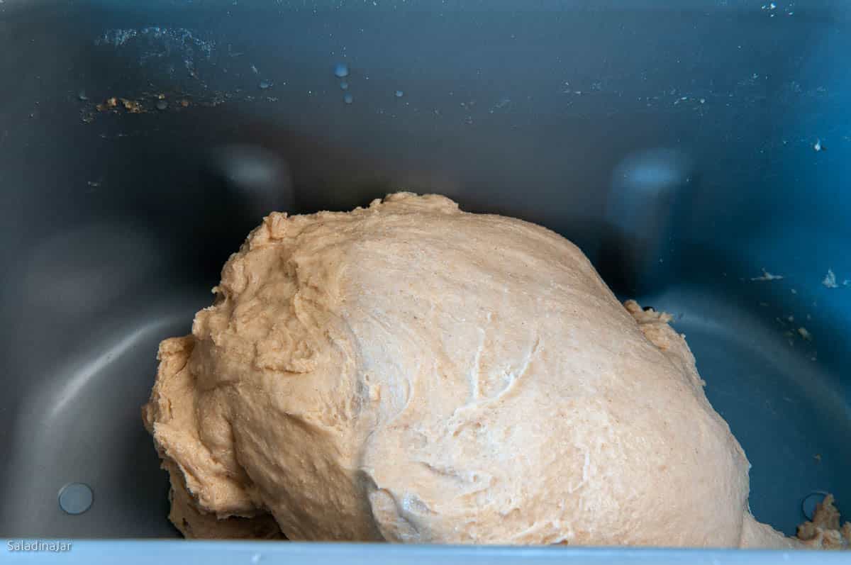 The dough should look like this in the last 5 minutes of the kneading phase.