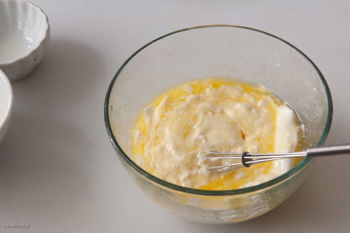yogurt, egg and melted butter