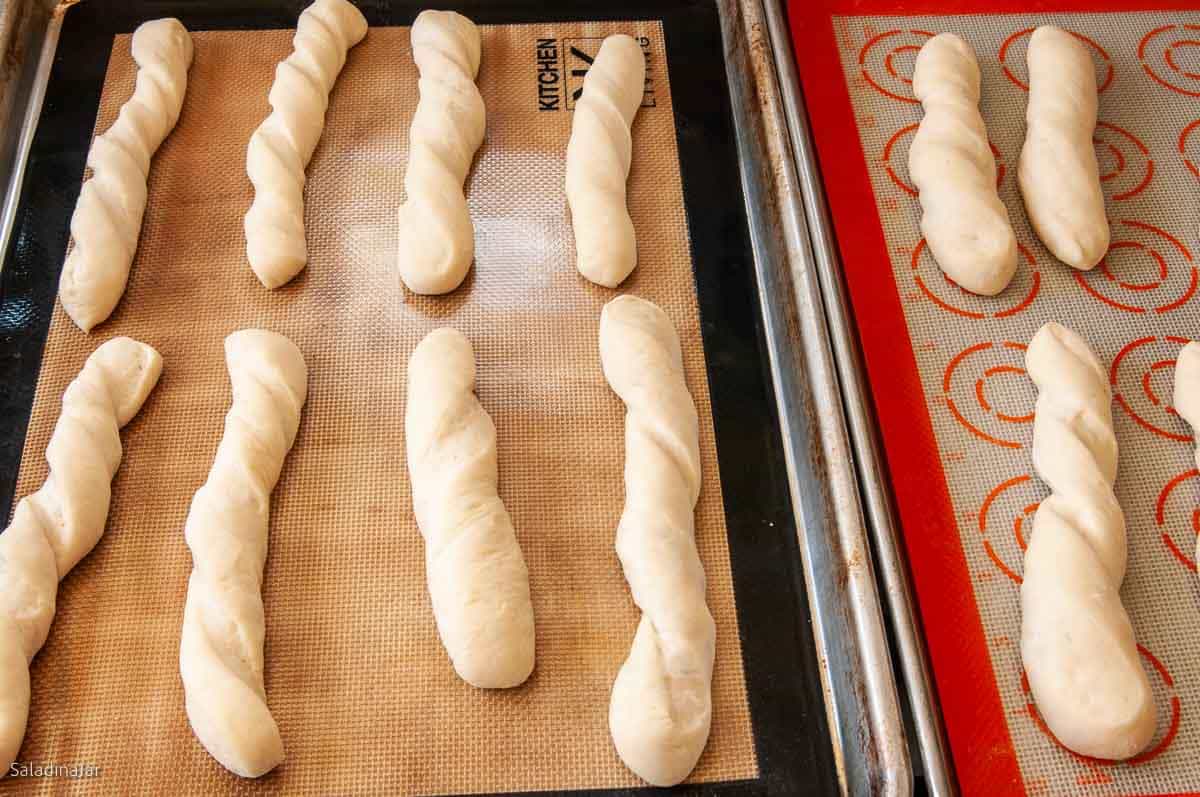 breadsticks  on the cookie sheet.