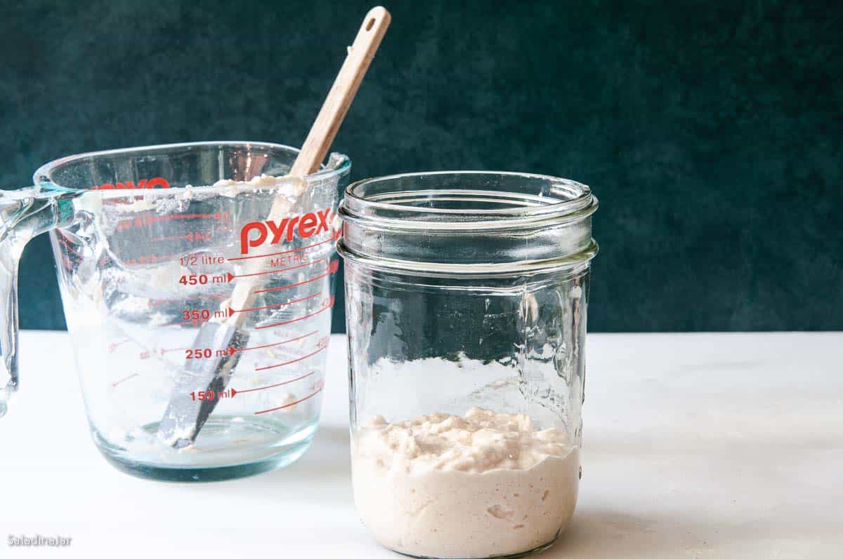 sourdough starter mixed together with all ingredients included.