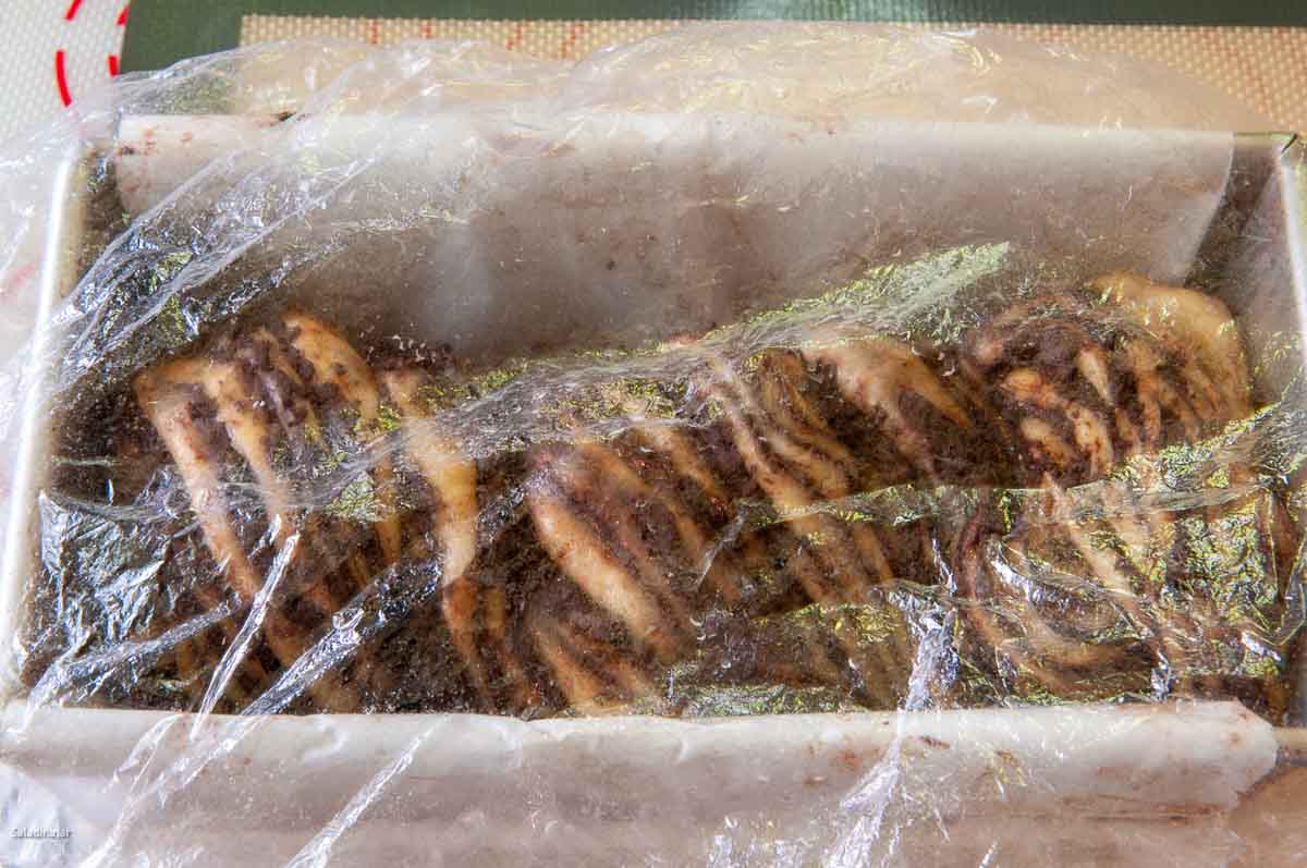 final rise with a cheap shower cap covering the loaf.