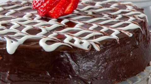 White Chocolate Covered Strawberry and Dark Chocolate Fudge Cake - Baker  Bettie