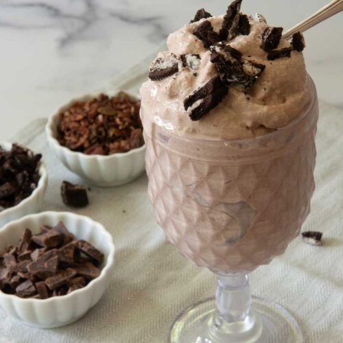 creami with addi-ins such as chopped chocolate, chocolate granola, or oreo cookies.