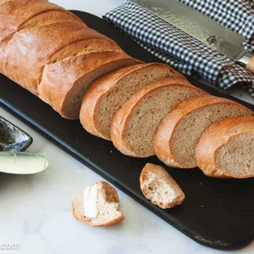 sliced whole wheat French Bread made with a bread machine